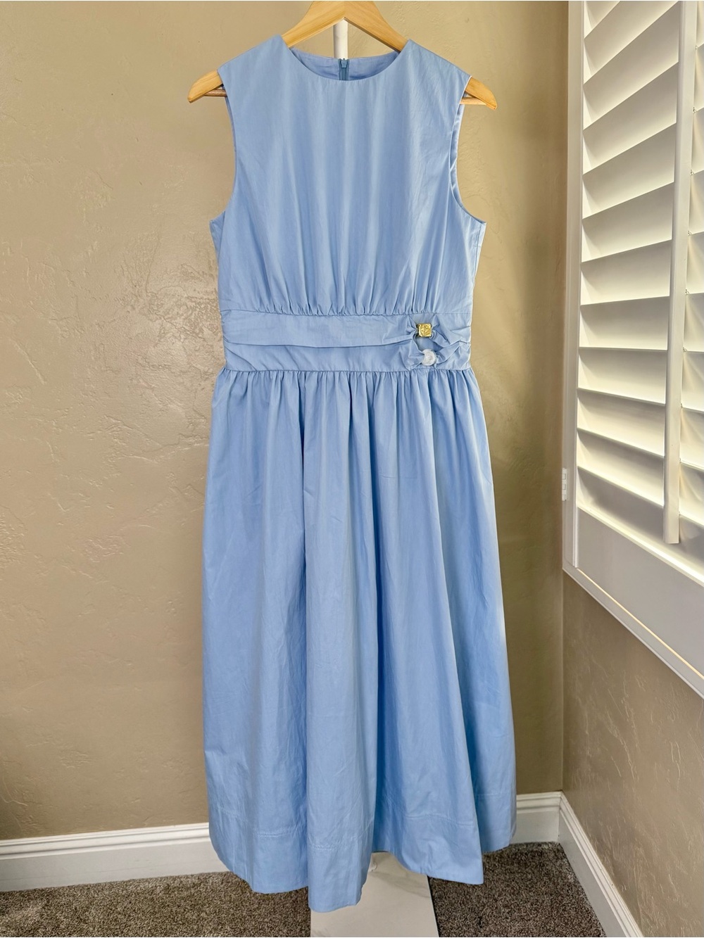 Commense Powder Blue Maxi Dress NWT Medium Sleeveless Cotton Blend Midi Maxi - Picture 3 of 10